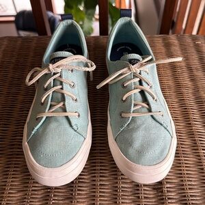 Sperry Crest Vibe Crosshatch Linen Teal Sneaker Women’s Size 9